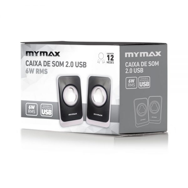 008861 - Caixa de Som USB 6W RMS - Preto Branco - SPK-SP120/WH