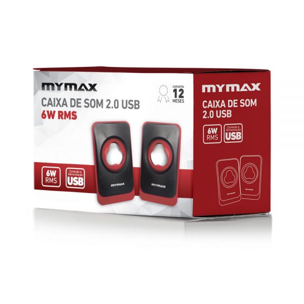 008862 - Caixa de Som USB 6W RMS - Preto Vermelho - SPK-SP120/RD