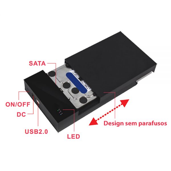 008688_2 - Case HD Externo 3.5” USB 2.0 - Preto - MENC-35TU2 BK