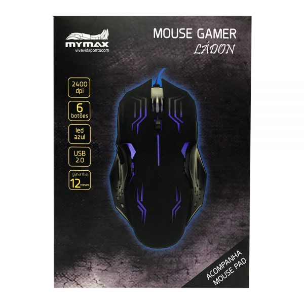 008738_4 Mouse Gamer Ládon 2400 DPI - Preto Led Azul - OPM-X15/BL