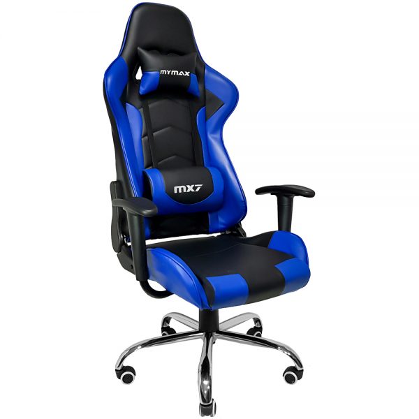 Cadeira Gamer MX7 Giratoria Preto e Azul