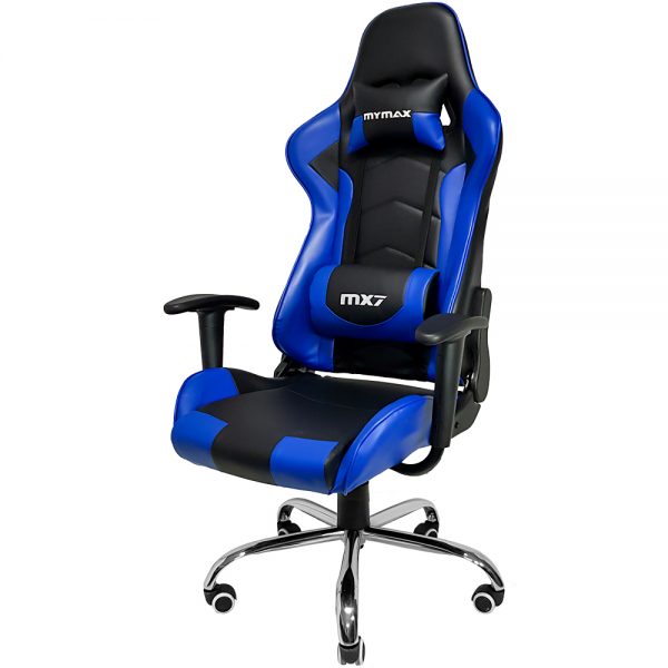Cadeira Gamer MX7 Giratoria Preto e Azul