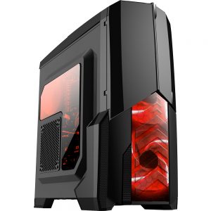 008848_1 GABINETE GAMER CENTAURO C/ USB 3.0 - PRETO LED VERMELHO MCA-KU-855B/RD