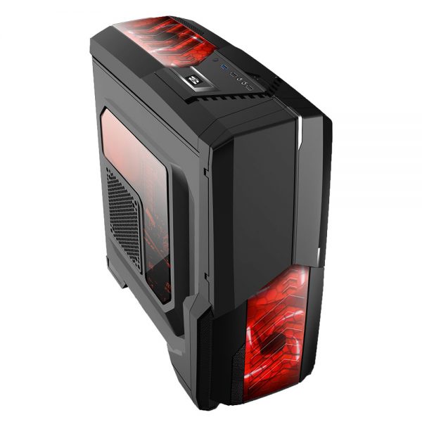 008848_4 GABINETE GAMER CENTAURO C/ USB 3.0 - PRETO LED VERMELHO MCA-KU-855B/RD