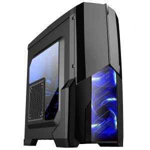 008849_1 GABINETE GAMER CENTAURO C/ USB 3.0 - PRETO LED AZUL MCA-KU-855B/BL