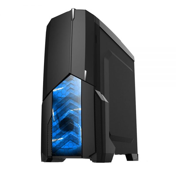 008849_2 GABINETE GAMER CENTAURO C/ USB 3.0 - PRETO LED AZUL MCA-KU-855B/BL