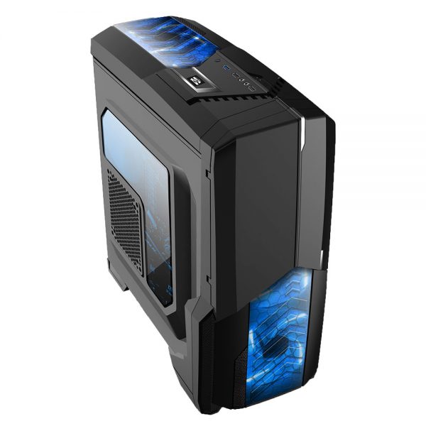 008849_4 GABINETE GAMER CENTAURO C/ USB 3.0 - PRETO LED AZUL MCA-KU-855B/BL