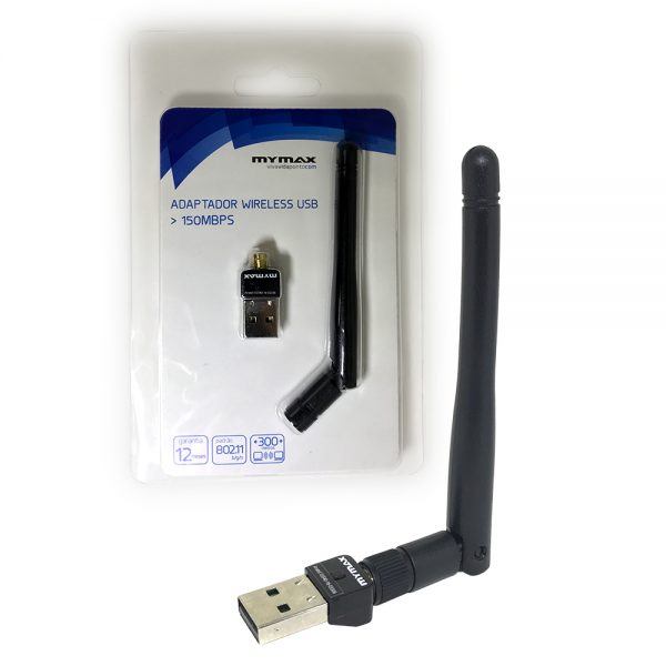 008618_2 Adaptador Wireless USB 150Mbps com Antena Externa - Preto MWA-WE715